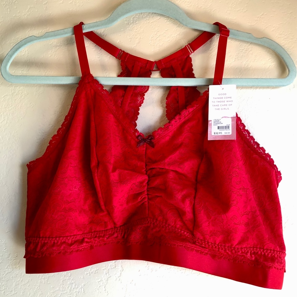 Lane Bryant Red Lace Bralette Size 18/20 NWT